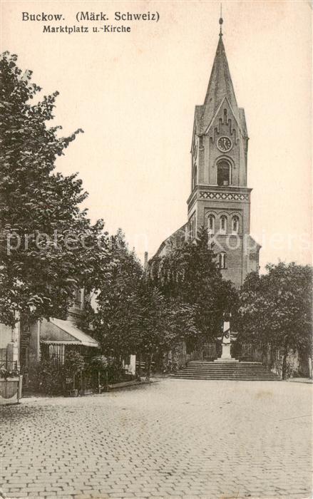 Buckow Maerkische Schweiz Marktplatz und Kirche