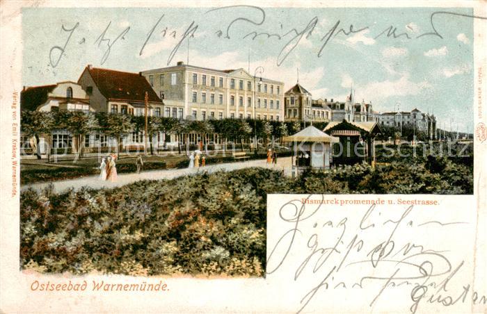 Warnemuende Ostseebad Bismarckpromenade und Seestrasse