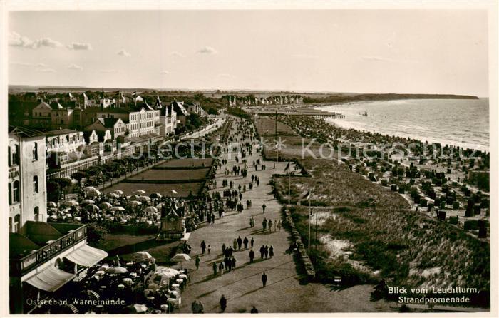Warnemuende Ostseebad Strandpromenade Blick vom Leuchtturm