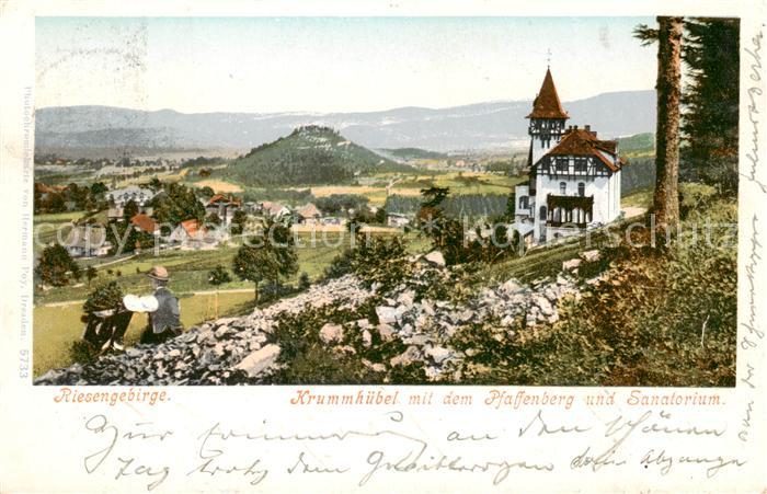 Krummhuebel Karpacz Riesengebirge PL mit dem Pfaffenberg und Sanatorium