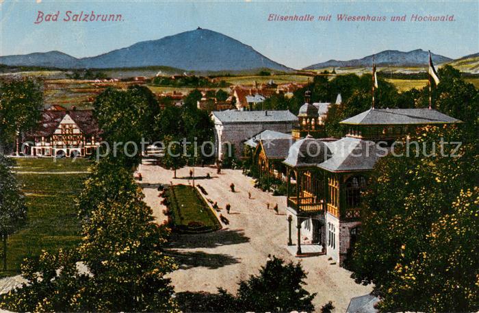 Bad Salzbrunn Szczawno-Zdroj PL Elisenhalle mit Wiesenhaus und Hochwald