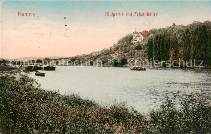 Hameln Weser Kluetpartie mit Felsenkeller