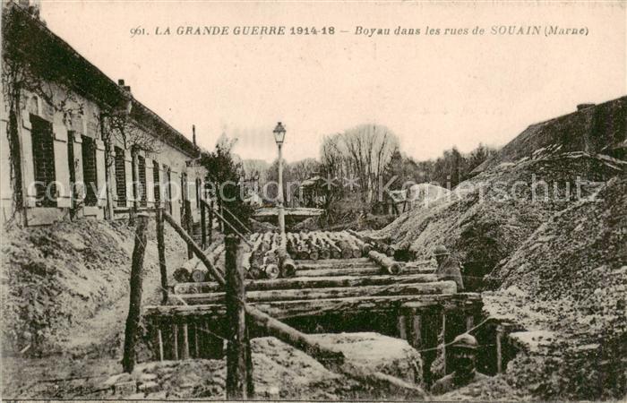 Souain-Perthes-les-Hurlus 51 Marne Boyau dans les rues de Souain Grande Guerre 1