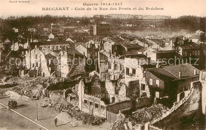 Baccarat 54 Coin de la Rue des Ponts et du Brechon apres le bombardement