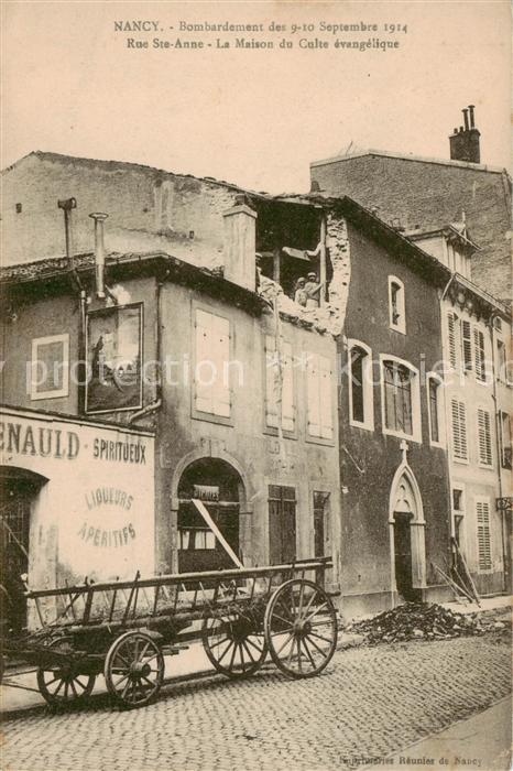 Nancy 54 Rue Ste Anne La Maison du Culte evangelique apres le bombardement