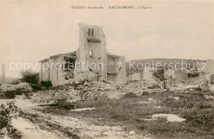 Verdun  55 Meuse bombarde Haudiomont L'Eglise