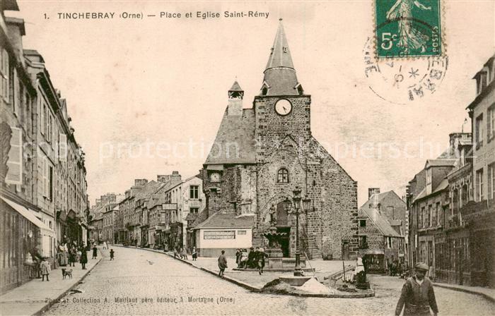 Tinchebray Place et Eglise Saint Remy