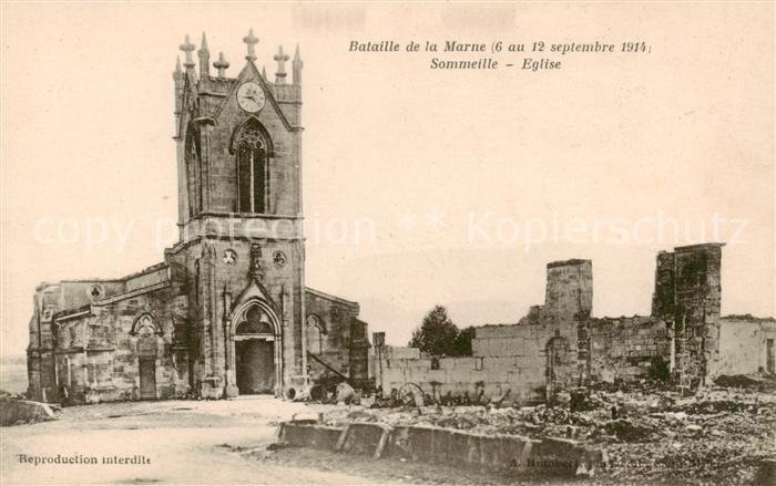 Sommeille Sommeilles 55 Meuse Bataille de la Marne Eglise apres le bombardement