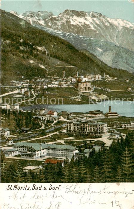 St Moritz Bad GR und Dorf Panorama