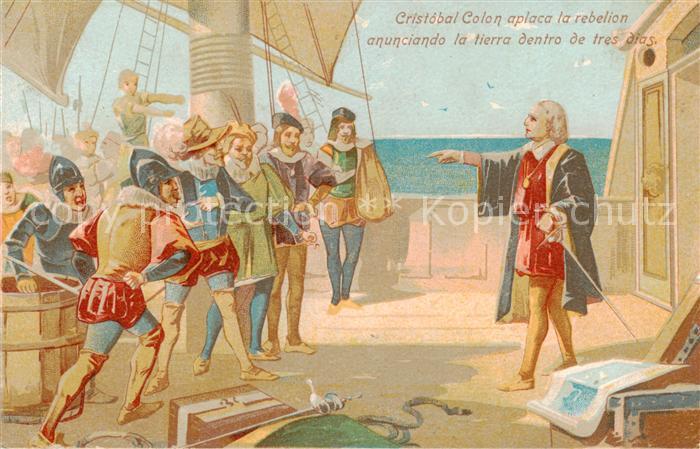 Persoenlichkeiten Kolumbus Christopher Litho Segelschiff