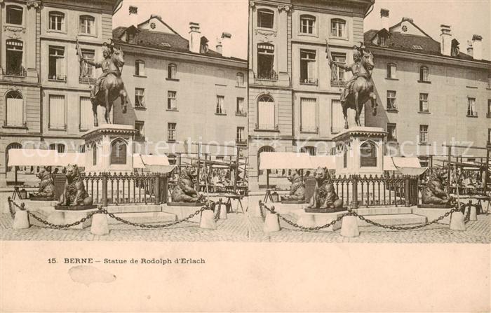 Stereoscopkarte Berne Statue de Rodolph d Erlach