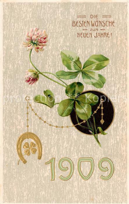Jahreszahl Year Annee Ano 1909 Neuen Jahr Hufeisen Klee G.O.M.