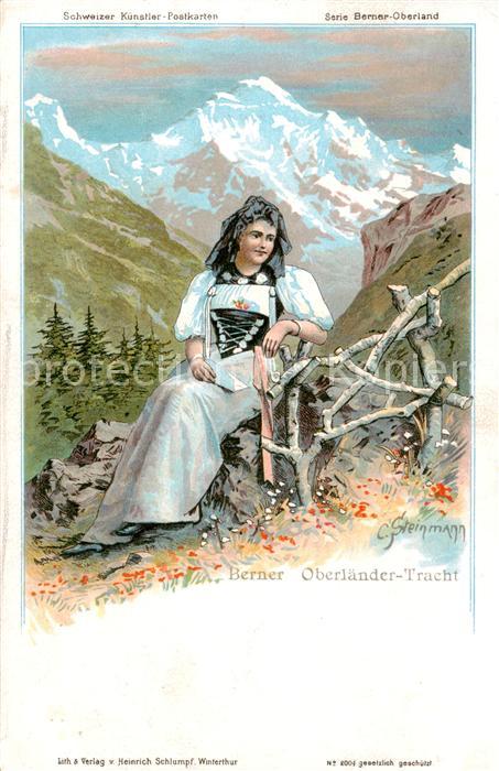 STEINMANN C. Schweiz Kuenstlerlitho Nr. Nr. 2004 Berner Oberlaender Tracht