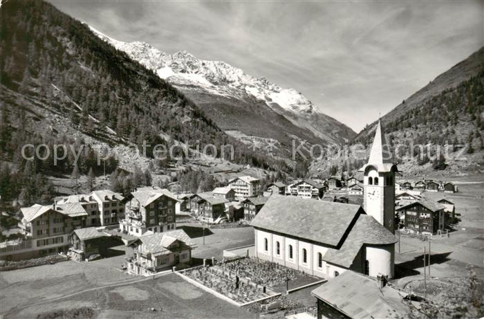 Saas-Almagell VS Panorama mit Kirche