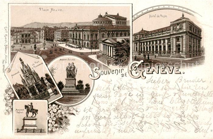 Geneve GE Place Neuve Hotel de Poste Monument du Duc de Brunswick Monument Natio