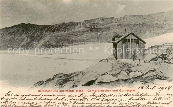 Betempshuette Lyskamm 4527m VS am Monte Rosa Gornergletscher und Gornergrat