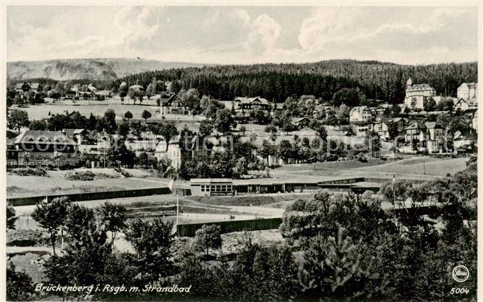 Brueckenberg Krummhuebel Riesengebirge PL Panorama mit Strandbad und Prinz Heinr