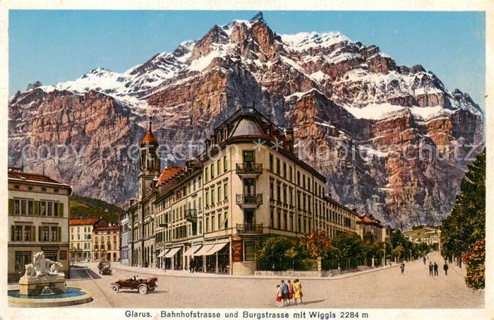 Glarus GL Bahnhofstrasse und Burgstrasse mit Wiggis
