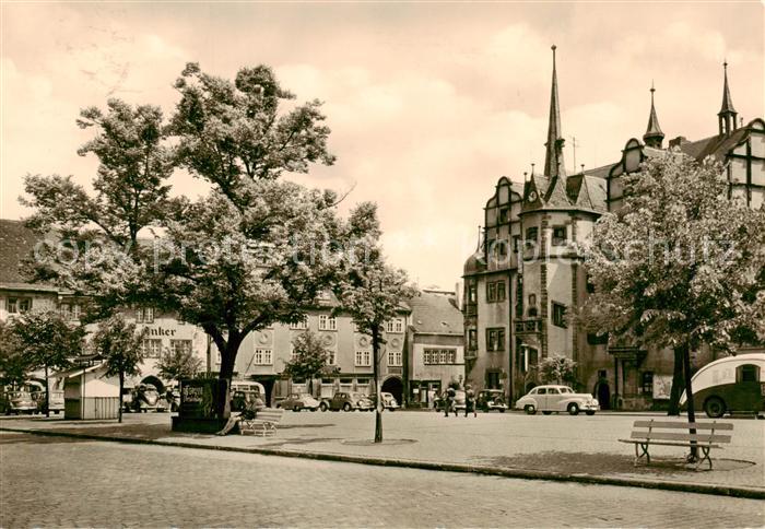 Saalfeld Saale Markt mit Rathaus und Hotel Anker