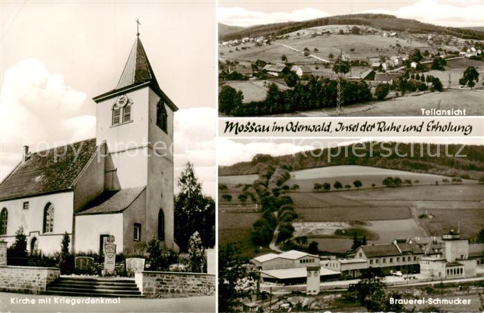 Mossau Panorama Kirche mit Kriegerdenkmal Brauerei Schmucker