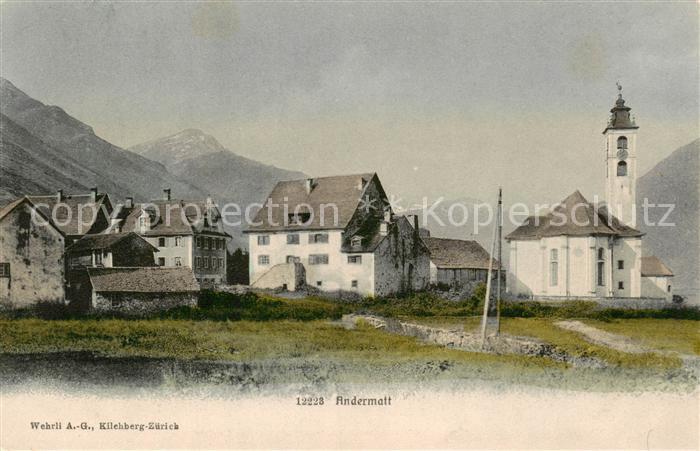 Andermatt UR Ortspartie mit Kirche