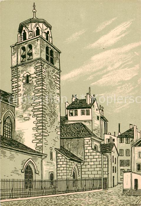 Geneve GE Temple de la Madeleine et rue Toutes ames