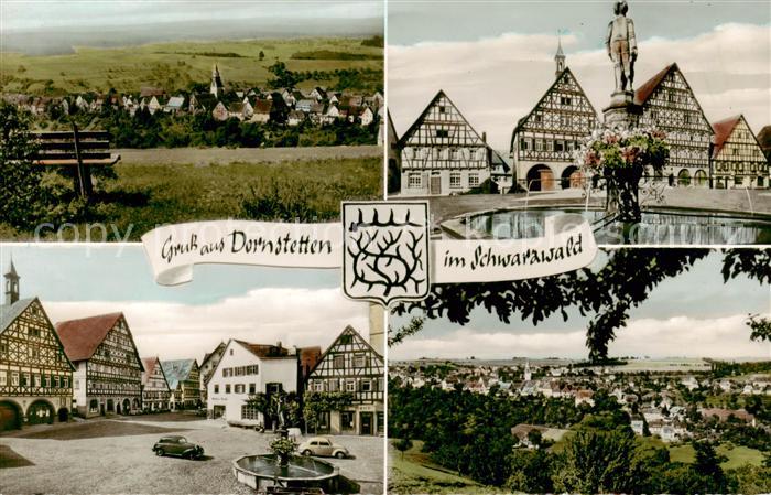Dornstetten Wuerttemberg Panorama Marktplatz Brunnen Fachwerkhaeuser