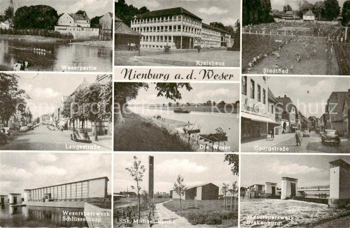 Nienburg Weser Weserpartie Kreishaus Stadtbad Langestrasse Georgstrasse Weserspe