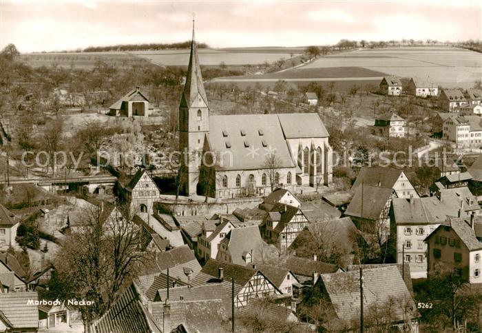 Marbach  Neckar Ortsansicht mit Kirche