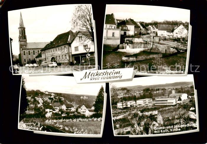 Meckesheim Ev Kirche Ortspartien Grund und Hauptschule mit kath Kirche
