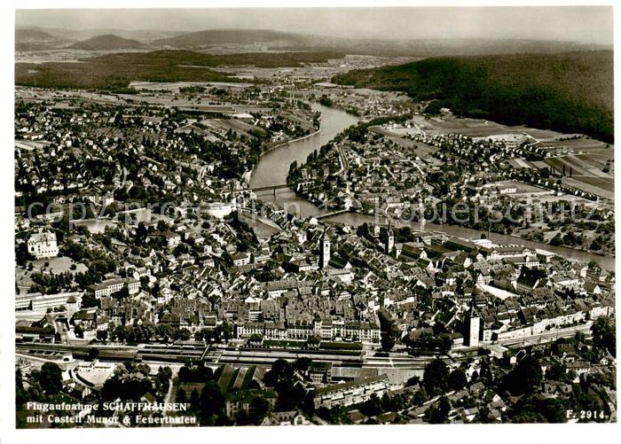 Schaffhausen  SH Fliegeraufnahme mit Castell Munot und Feuerthalen
