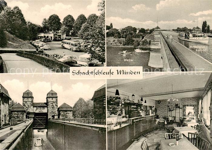 Minden  Westfalen Weser Schachtschleuse Minden Weserkreuz mit Mittellandkanal Ca
