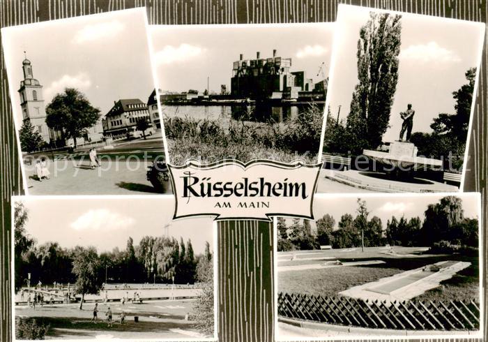 Ruesselsheim Main Teilansichten Park Schwimmbad Minigolfanlage