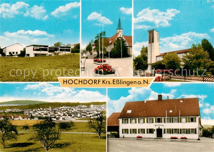 Hochdorf Plochingen Teilansichten Kirchen Rathaus Panorama
