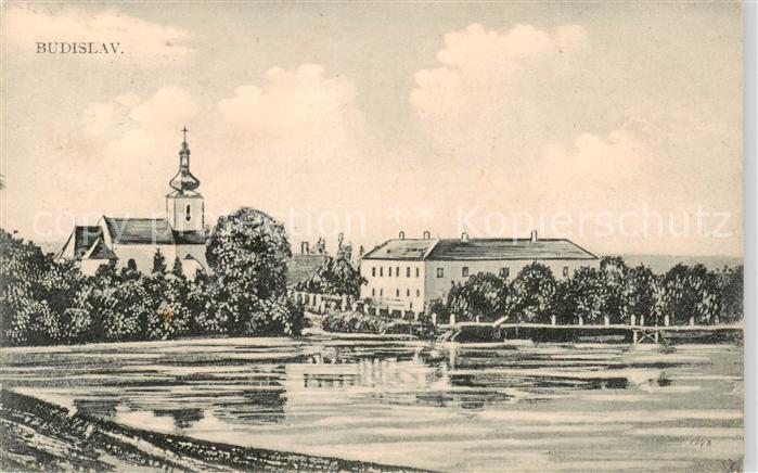 Budislav Pardubice Pardubitz CZ Ortspartie mit Kirche
