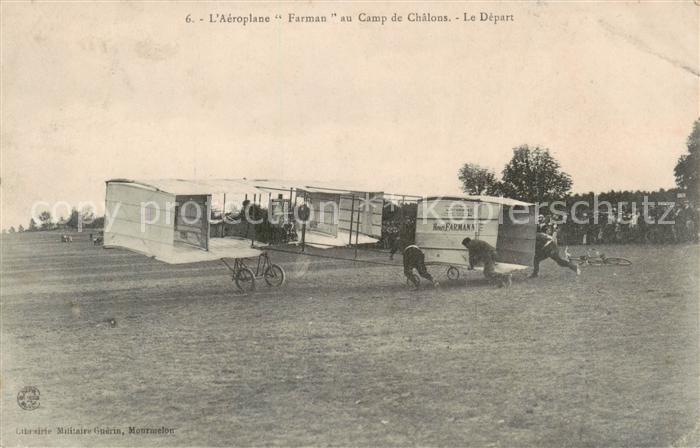 Camp de Chalons 51 Marne Aeroplane Farman au Camp de Chalons Le Depart