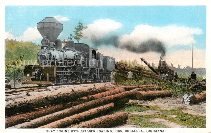 Bogalusa Louisiana USA Shay Engine with skidder loading logs