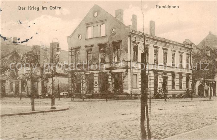 Gumbinnen Goesev Gussew Oblast Kaliningrad RU Krieg im Osten Zerstoerte Haeuser