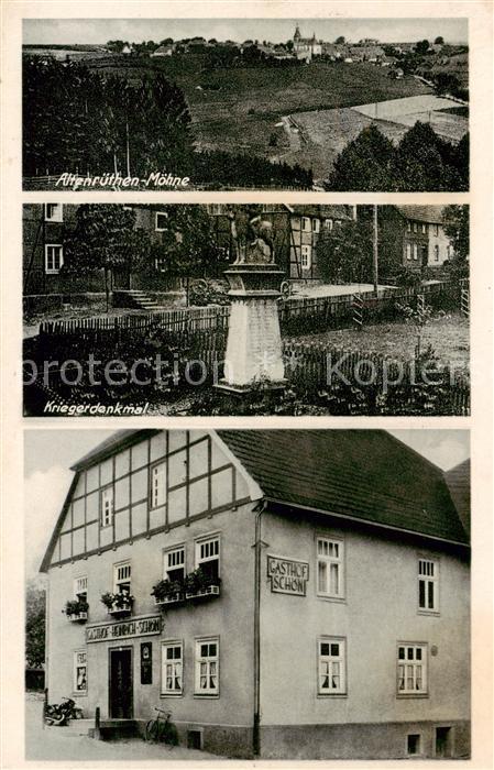 Moehne Belecke Altenruethen Kriegerdenkmal Gasthaus Schoen