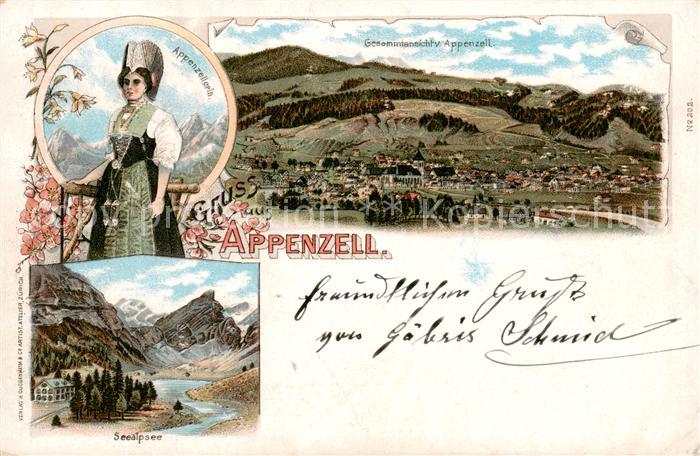 Appenzell IR Panorama Appenzellerin Seealpsee