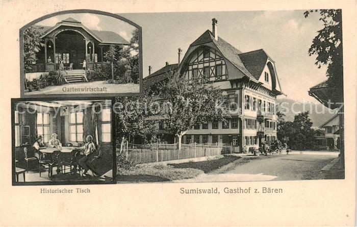 Sumiswald Gasthof zum Baeren Gartenwirtschaft Historischer Tisch