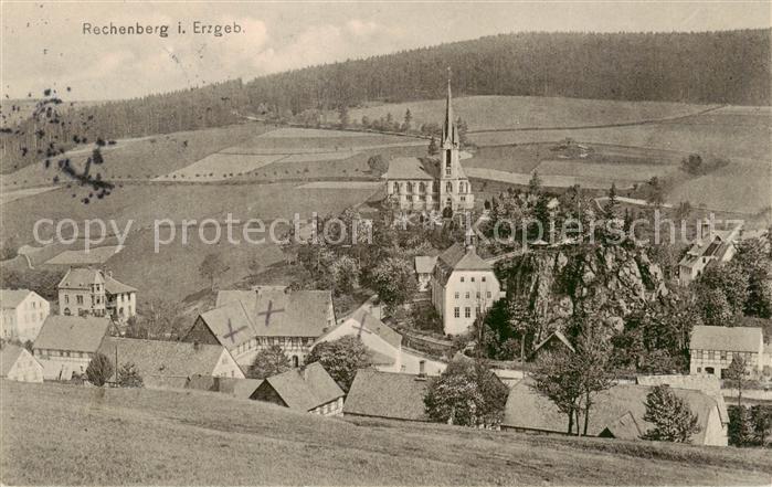 Rechenberg -Bienenmuehle Osterzgebirge Ortsansicht mit Kirche