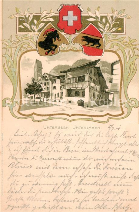 Interlaken BE Unterseen Hotel Wappen Kuenstlerkarte