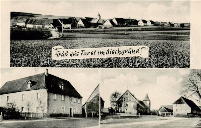 Forst Aischgrund Neustadt Aisch Panorama Ortsmotiv mit Kirche Gasthaus zur Einke