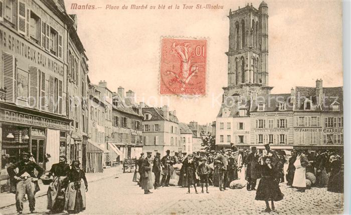 Mantes-la-Jolie Mantes-sur-Seine 78 Yvelines Place du Marche ou ble et la Tour S