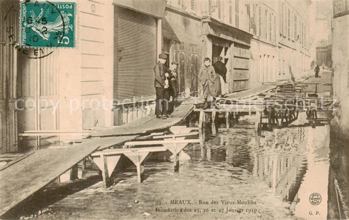 Meaux 77 Seine-et-Marne Rue des Vieux Moulins Inondation des 15 26 et 27 Janvier
