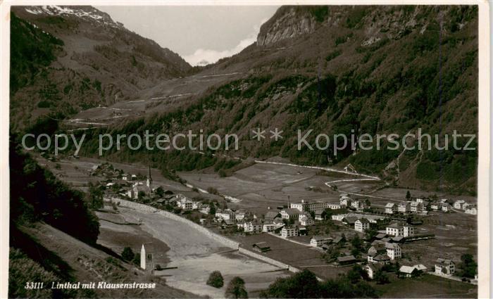 Linthal  GL Panorama mit Klausenstrasse