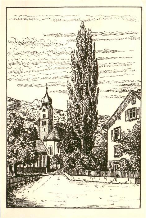 Buchs  Buchs-Werdenberg SG Alte evangelische Kirche mit Pfarrhaus Zeichnung Kuen