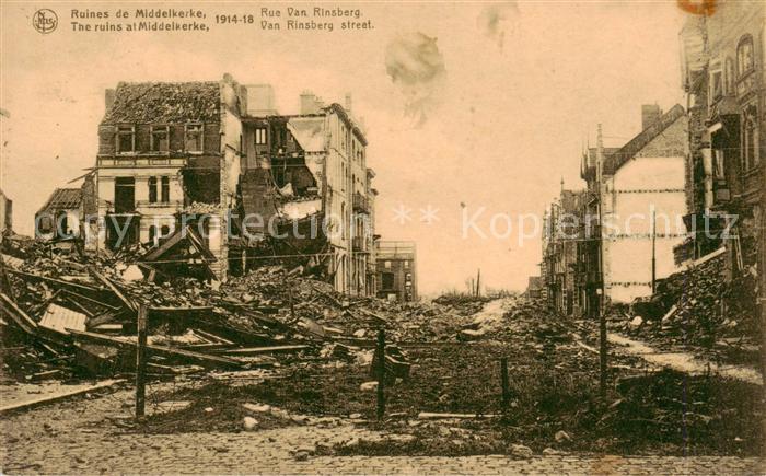Middelkerke Belgie Rue Van Rinsberg Ruines Guerre Mondiale 1914-1918