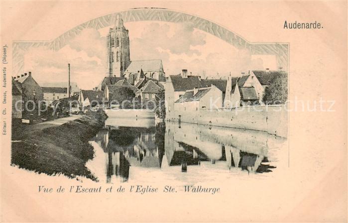 Audenarde Audenaerde Oost-Vlaanderen Belgie Vue de l’Escaut et de l’Eglise Ste W